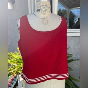 St John Sweater Tank Red White Striped at Waistline; Yep It’s that Famous Knit!